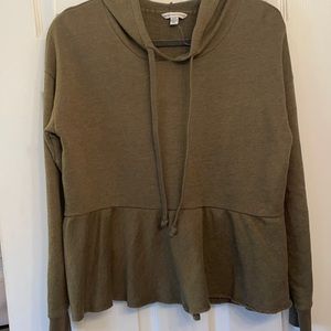 American Eagle peplum sweatshirt hoodie, olive/army green